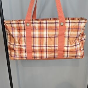 New Thirty-one Plaid Large UTILITY TOTE Tote Bag in Orange and Brown